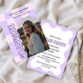 Invitation Retro vintage lavande graduation photo