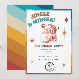 Invitation Retro Vintage Père Noël Entreprise Fête de Noël