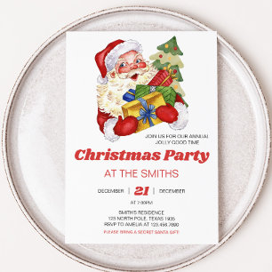 Invitation Retro Vintage Père Noël Noël