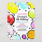 Invitation Retro Vintage Pop Art Comic Ballons Anniversaire (Devant / Derrière)