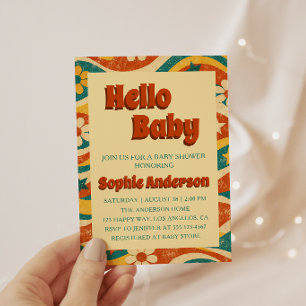 Invitation Rétro Vintage Psychedélisme Floral Baby Shower Bon