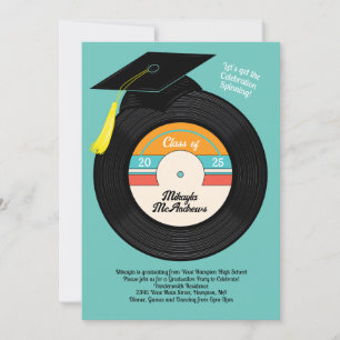 Invitation Retro Vinyl Record Graduation Party