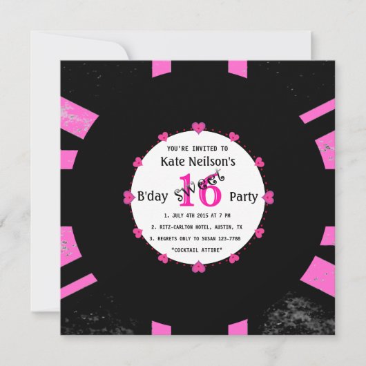 Invitation Rétro Vinyl Record l Modern Sweet 16 B'day (Devant)