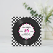Invitation Rétro Vinyl Record l Modern Sweet 16 B'day (Debout devant)
