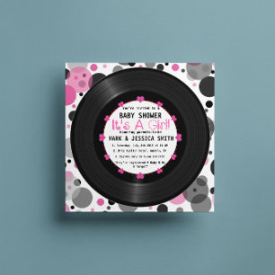 Invitation Retro Vinyl Record l Moderne Chic Girl Baby shower