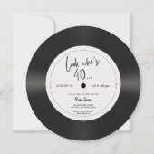 Invitation Retro vinyl record look who’s 40, 40th birthday (Devant)