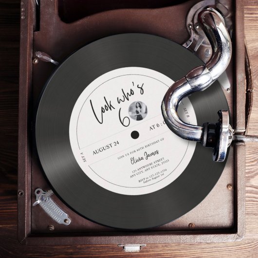 Invitation Retro vinyl record look who’s 60, 60th birthday
