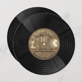 Invitation Retro Vinyl Record Music Karaoke Disco Birthday (Devant / Derrière)