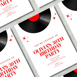 Invitation Retro Vinyl Record Musique Bassh Anniversaire en R