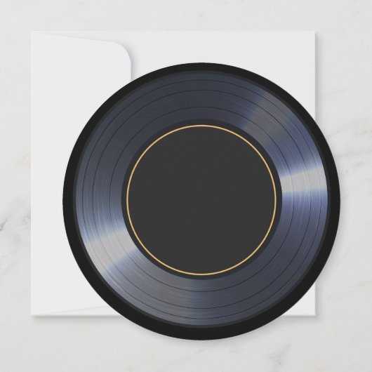 Invitation Retro Vinyl Record Noir Mariage Enregistrer la Dat (Dos)