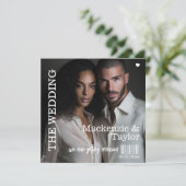 Invitation Retro Vinyl Record Photo Cover Wedding (Debout devant)