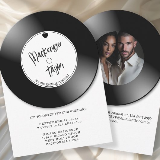 Invitation Retro Vinyl Record Photo Wedding