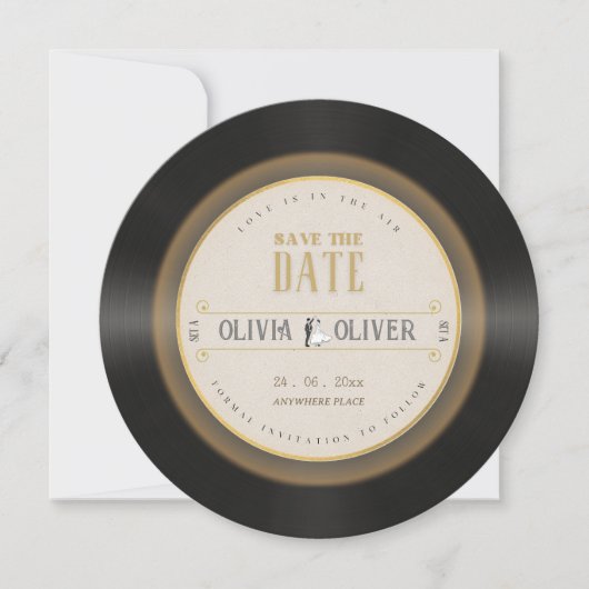 Invitation Retro vinyle enregistrement mariage enregistrer la (Devant)