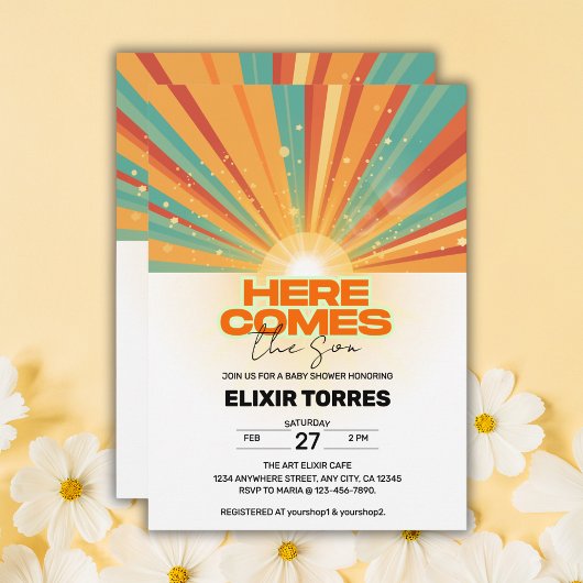 Invitation Retro Voici L'Invitation Du Fils Baby shower