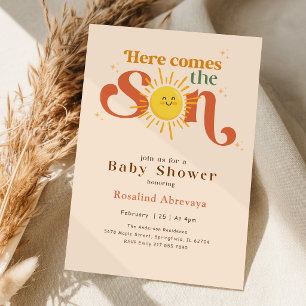 Invitation Retro Voici venir le petit bébé Shower