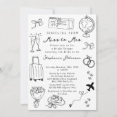 Invitation Retro Voyage de Mlle à Mme Fête des mariées (Devant)