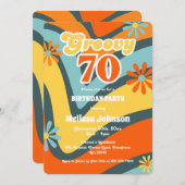 Invitation Retro Wave Daisies Super 70e anniversaire vert (Devant / Derrière)