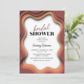 Invitation Retro Wave Orange Brûlé Fête de Mariage (Debout devant)