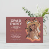 Invitation Retro Wave Photo Graduation Party (Debout devant)