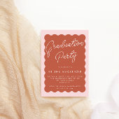 Invitation Retro Wave Terracotta & Blush Graduation Party Inv