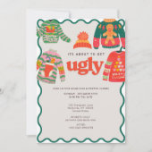 Invitation Retro Wavy Ugly Sweat Noël Fête (Devant)