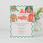 Invitation Retro Wavy Ugly Sweat Noël Fête (Debout devant)