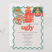 Invitation Retro Wavy Ugly Sweat Noël Fête (Devant)
