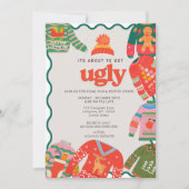 Invitation Retro Wavy Ugly Sweat Noël Fête (Devant)