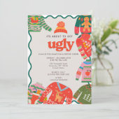 Invitation Retro Wavy Ugly Sweat Noël Fête (Debout devant)