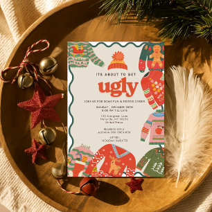 Invitation Retro Wavy Ugly Sweat Noël Fête