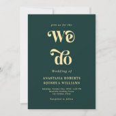 Invitation Retro We Do Emerald Green & Gold QR Code Mariage (Devant)