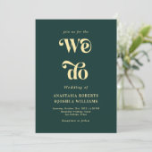 Invitation Retro We Do Emerald Green & Gold QR Code Mariage (Debout devant)