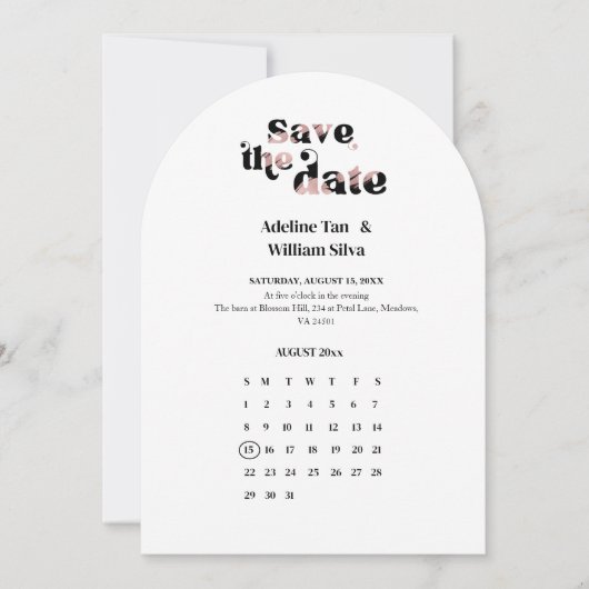 Invitation Retro Wedding Save the Date Calendar | 70s themed (Devant)