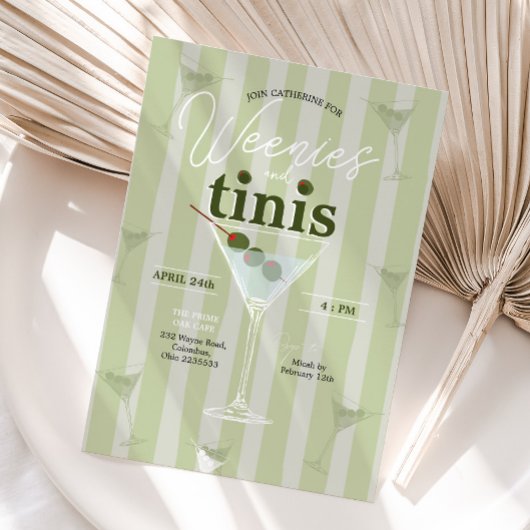 Invitation Retro Weenies et Tinis Enterrement de Vie de Célib