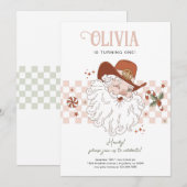 Invitation Retro Western Girl Noël fête d'anniversaire (Devant / Derrière)