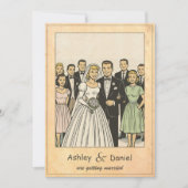 Invitation Retro Whimsical Bride et Groom Comic Mariage de li (Devant)