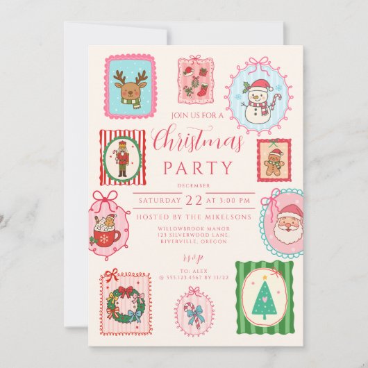Invitation Retro Whimsical Christmas (Devant)