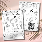 Invitation Retro Whimsical Miss à Mme QR Code Fête des mariée