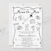 Invitation Retro Whimsical Miss à Mme QR Code Fête des mariée (Devant)