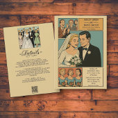Invitation Retro Whimsical Romantic Bride Groom Comic Mariage