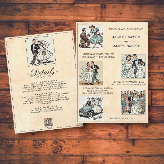 Invitation Retro Whimsical Romantic les années 50 Mariage de 