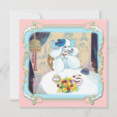 Invitation Retro White Poodle Cupcake Tea Party (Devant)