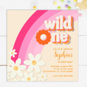 Invitation Retro Wild One Daisy Anniversaire rose
