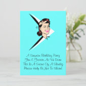 Invitation Retro Wink Surprise Turquoise avec Rhyme Invitatio (Debout devant)