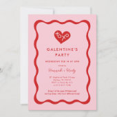 Invitation Retro XOXO Fête de la Saint-Galentin (Devant)