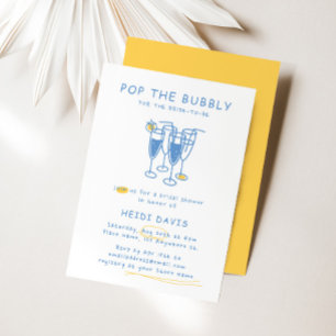 Invitation Retro Yellow & Blue Pop La Fête des mariées Bubly