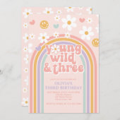 Invitation Retro Young Wild et Three Rainbow 3e anniversaire (Devant / Derrière)