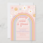 Invitation Retro Young Wild et Trois Arc-en-ciel 3e anniversa (Devant)