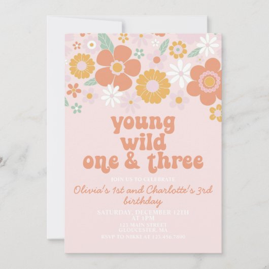 Invitation Retro Young Wild One and Three (Devant)