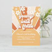 Invitation Retro Young Wild Three Burnt Orange Sunshine daisy (Debout devant)